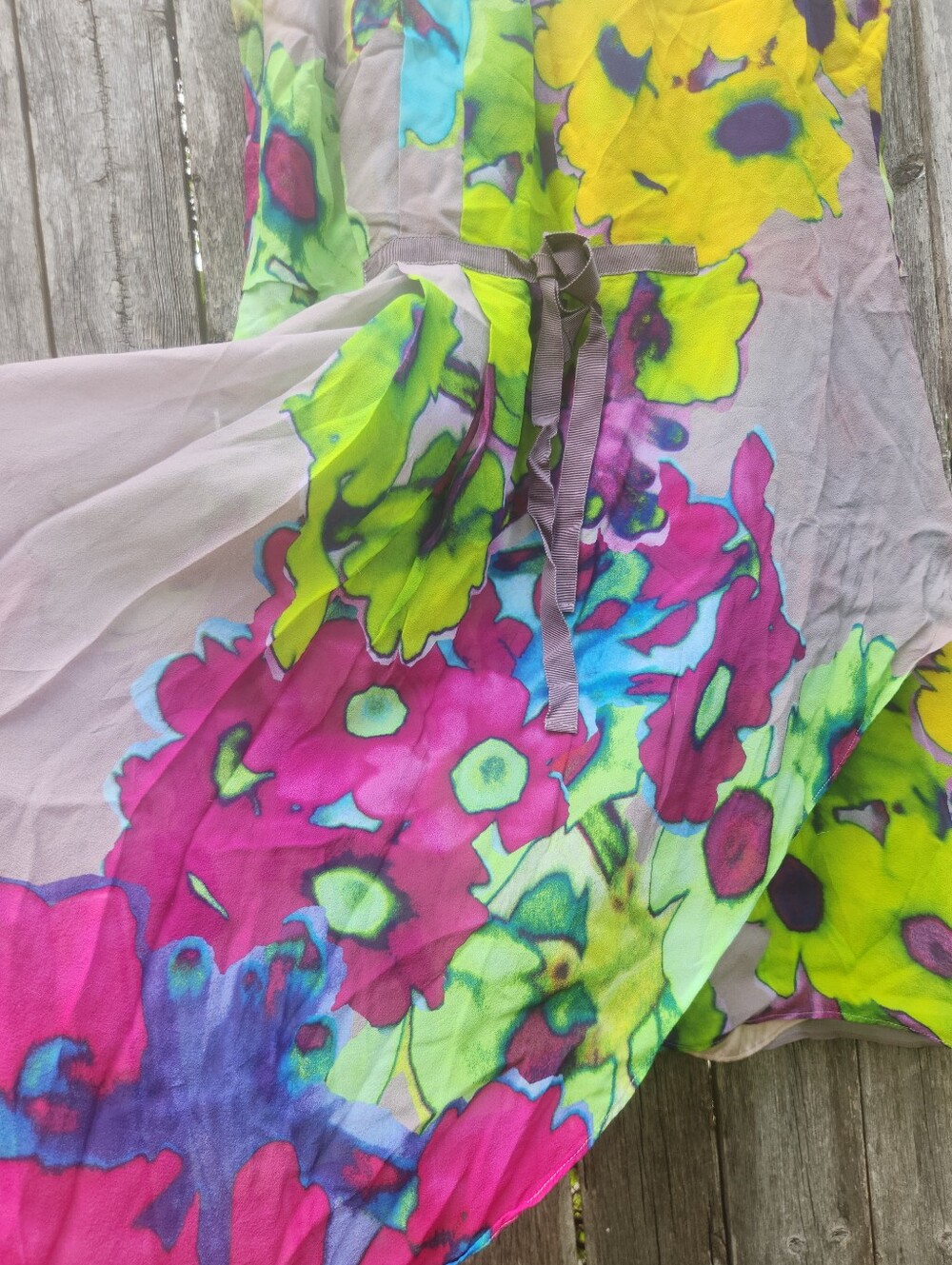 Trina Turk Y2K Silk Watercolored Floral Dress